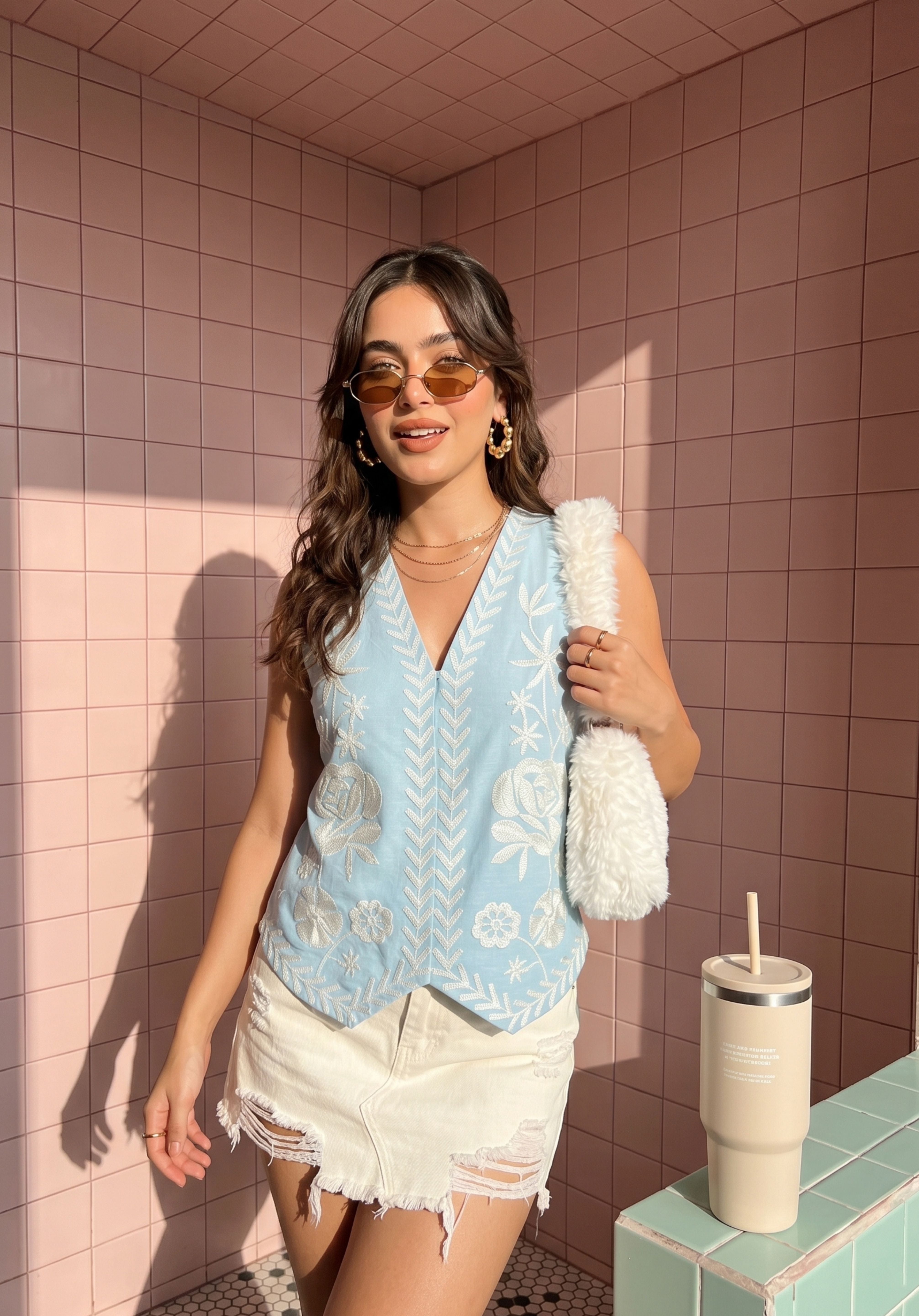 Powder Blue Charu Waistcoat