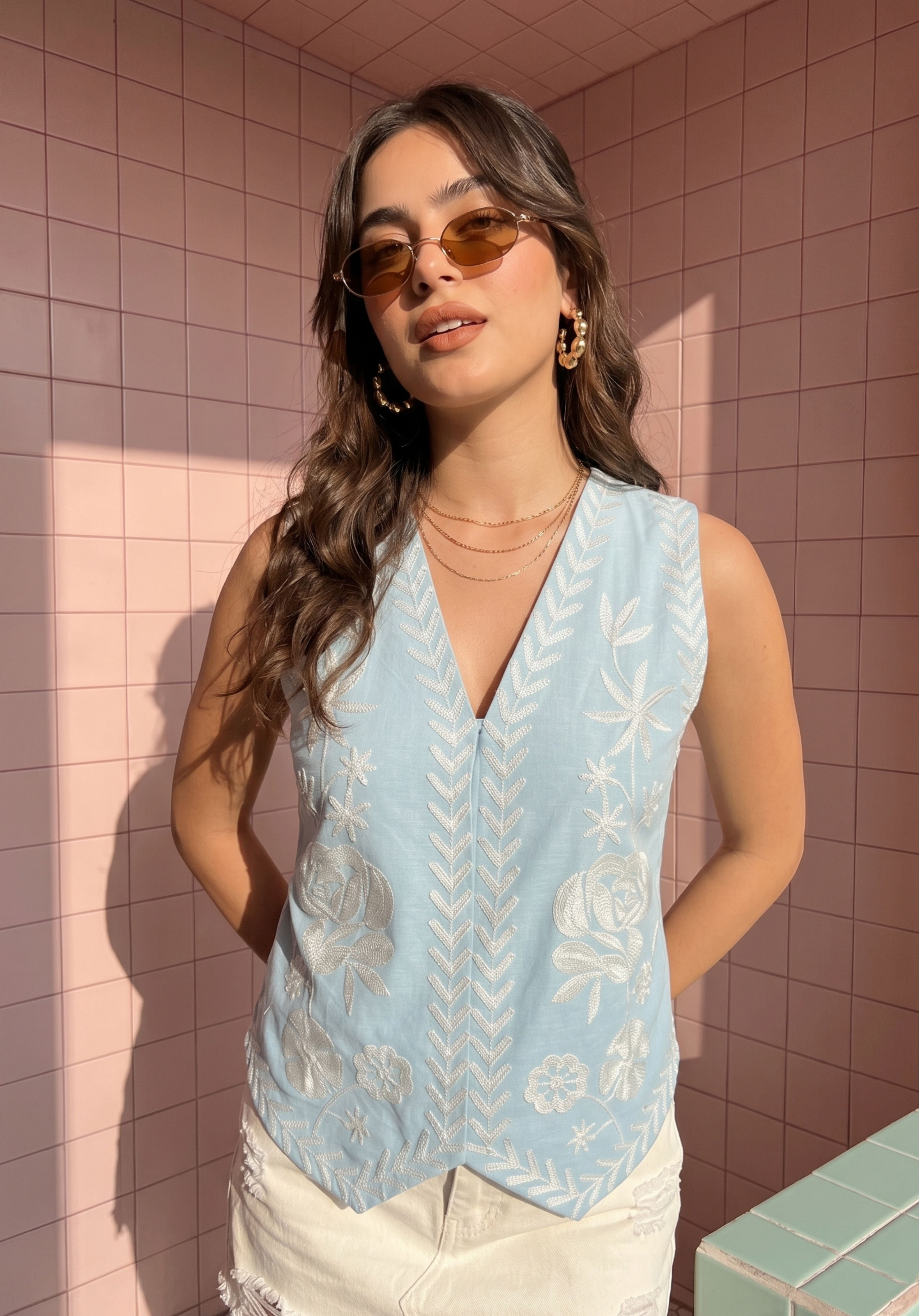 Powder Blue Charu Waistcoat