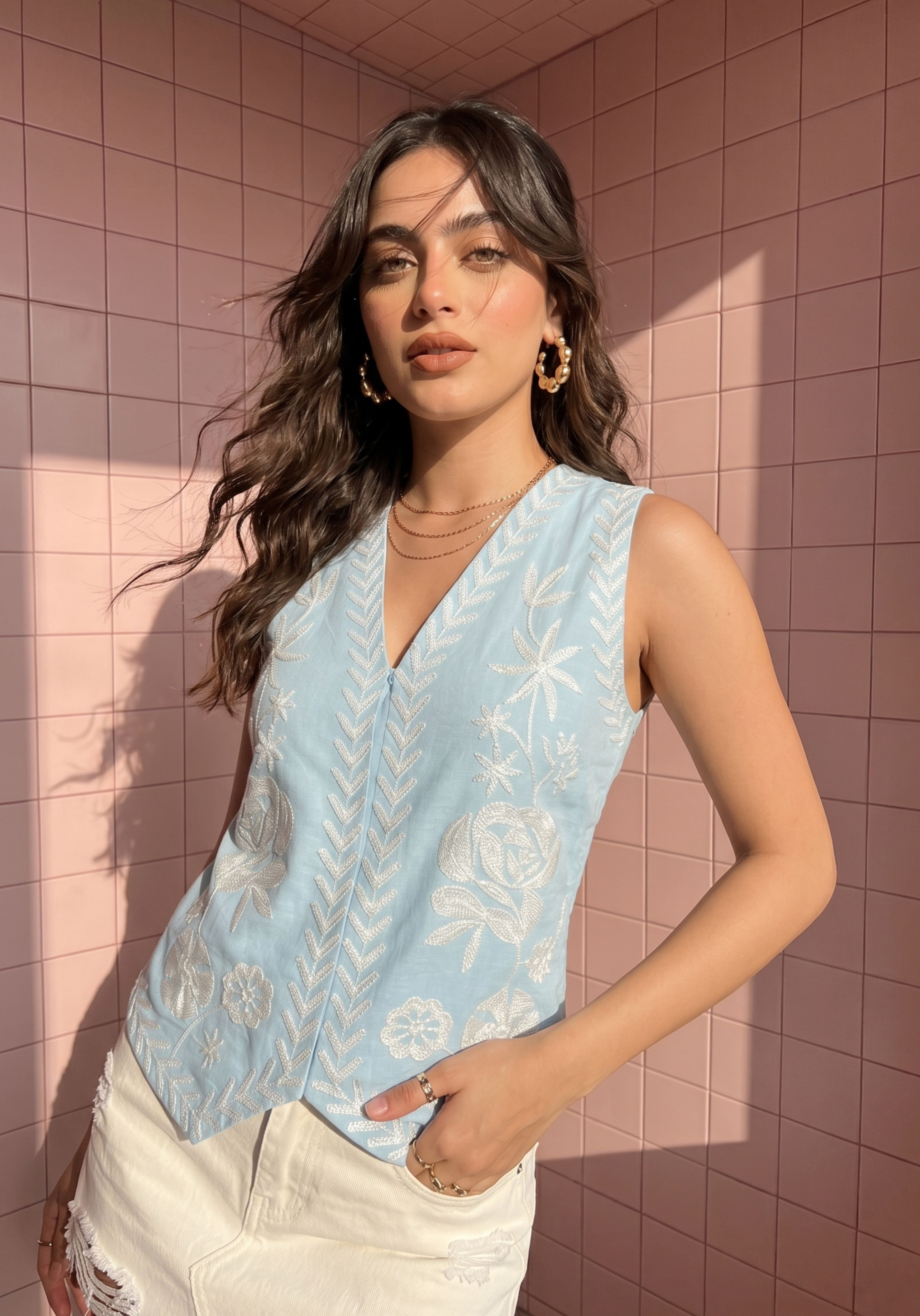 Powder Blue Charu Waistcoat