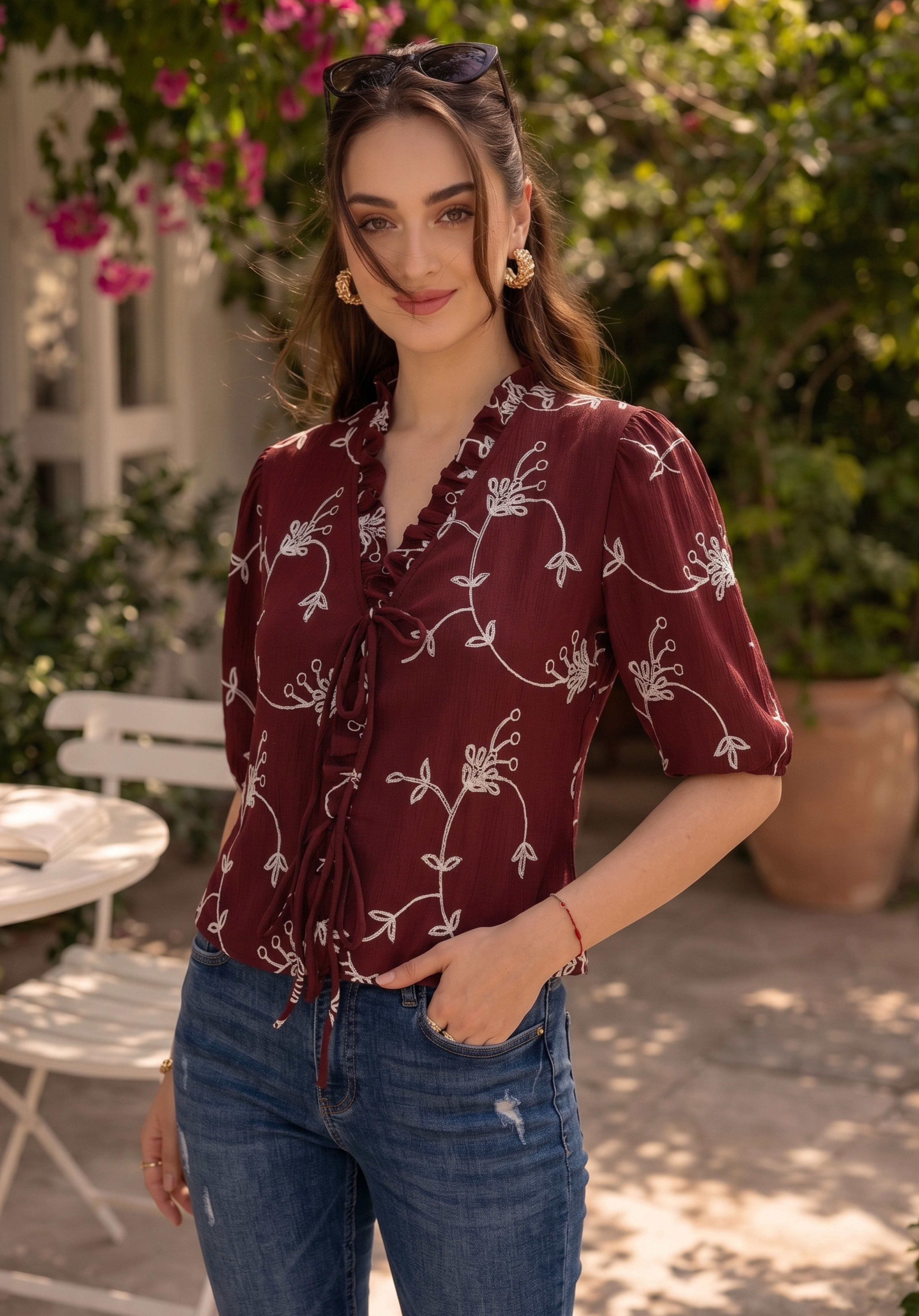 Maroon Elina Top