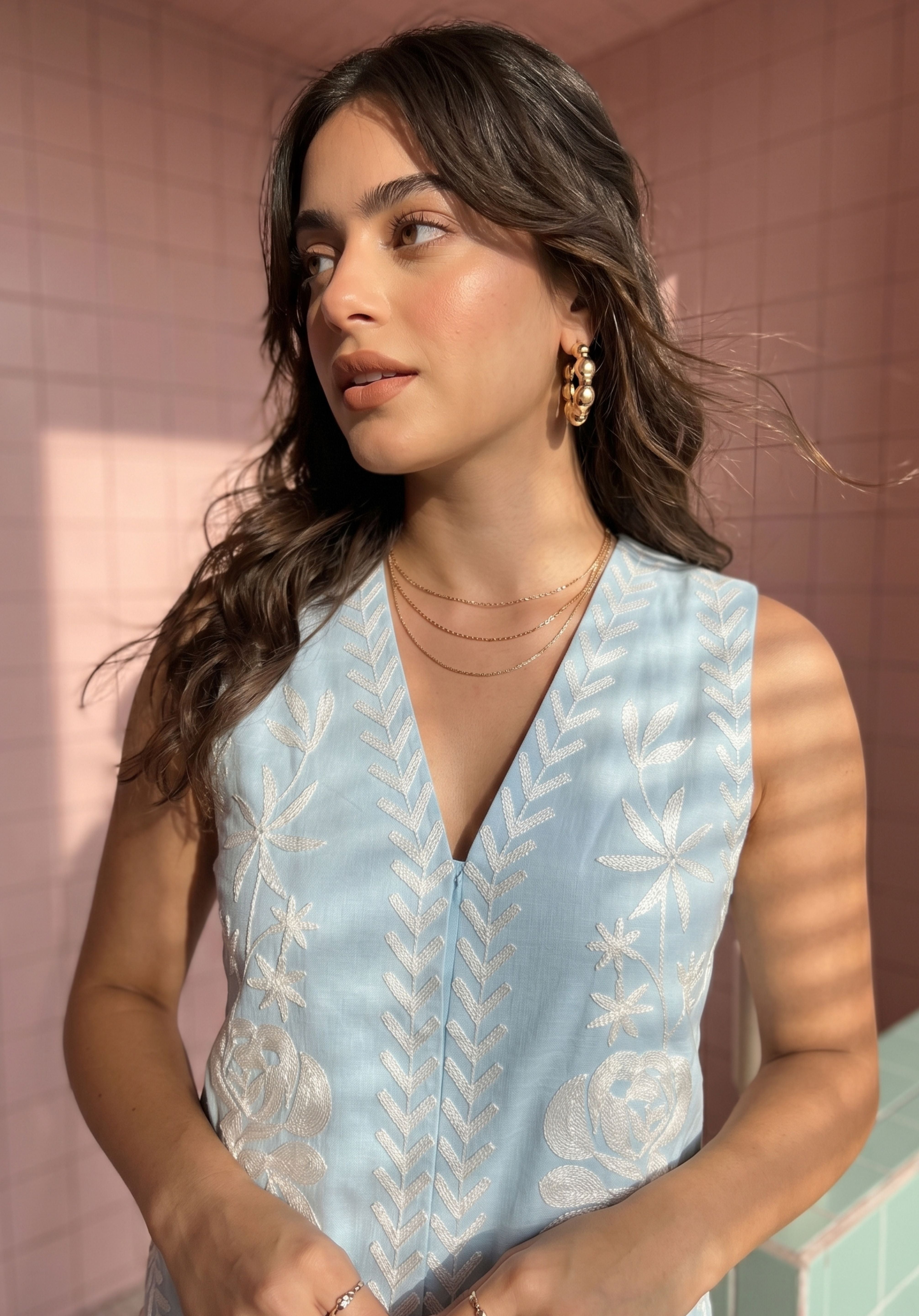 Powder Blue Charu Waistcoat