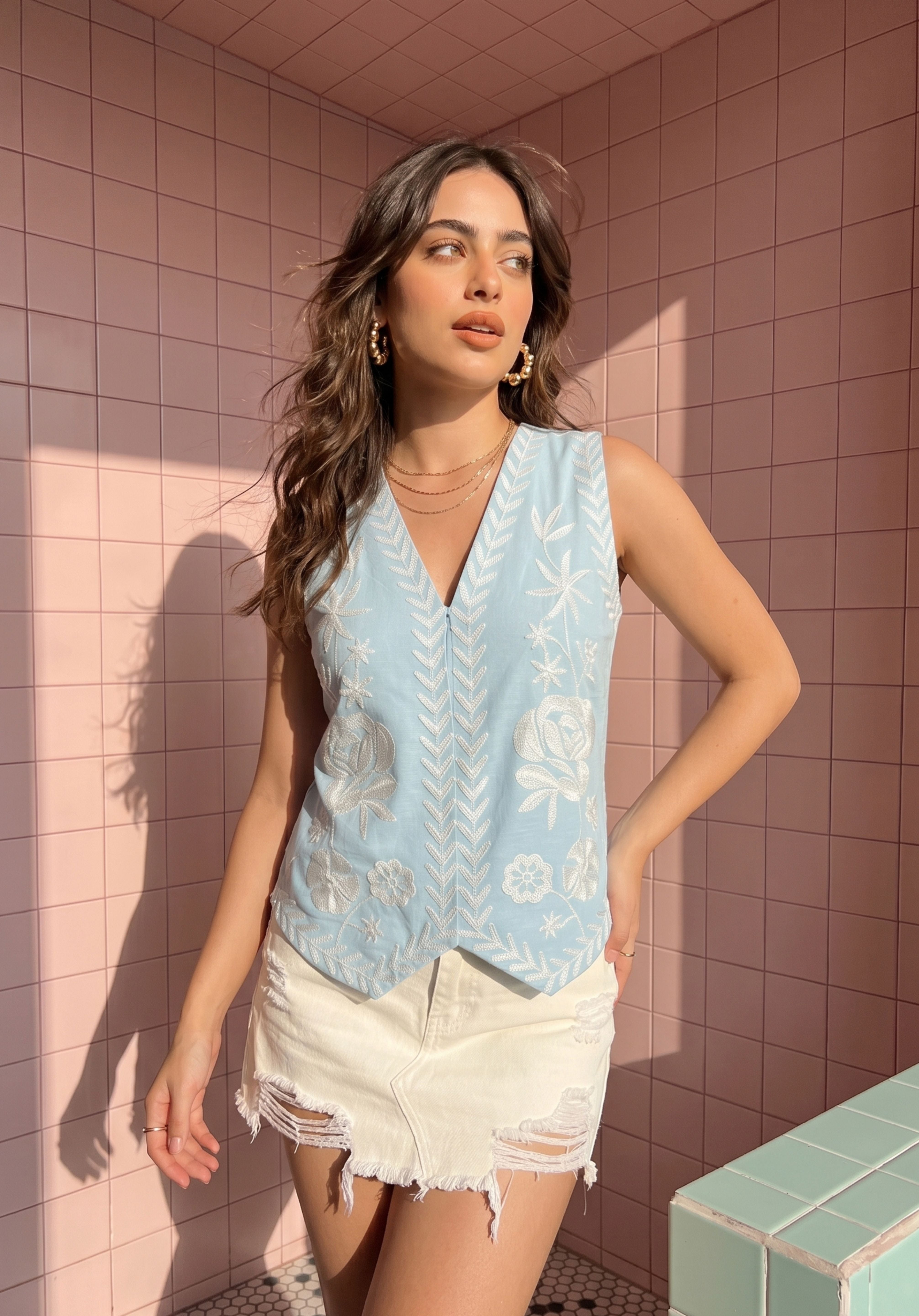 Powder Blue Charu Waistcoat