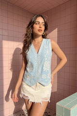 Powder Blue Charu Waistcoat