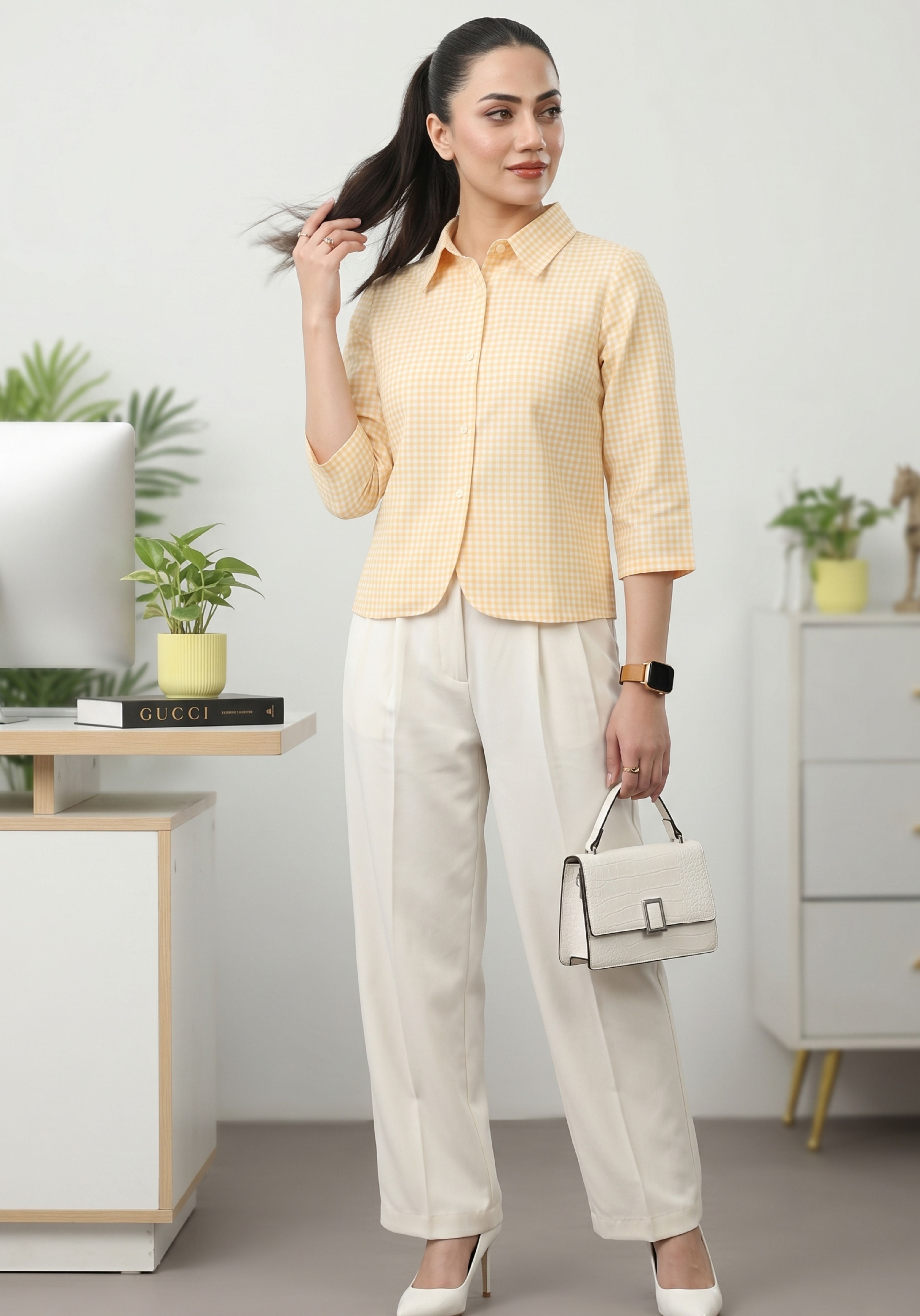 Yellow Gingham Saanjh Shirt