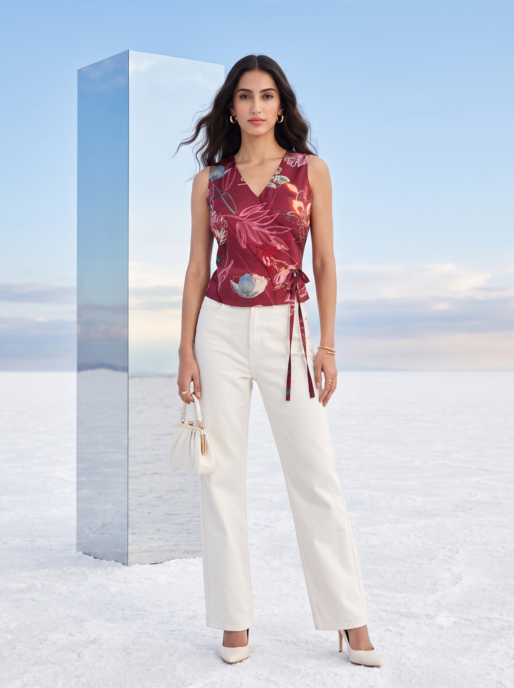 Crimson Meadow Wrap Top