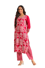 Avni Magenta Mosaic Ikat Kurta Set