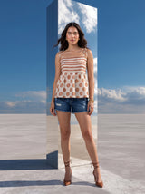 Vanilla Latte Mixed-Print Camisole