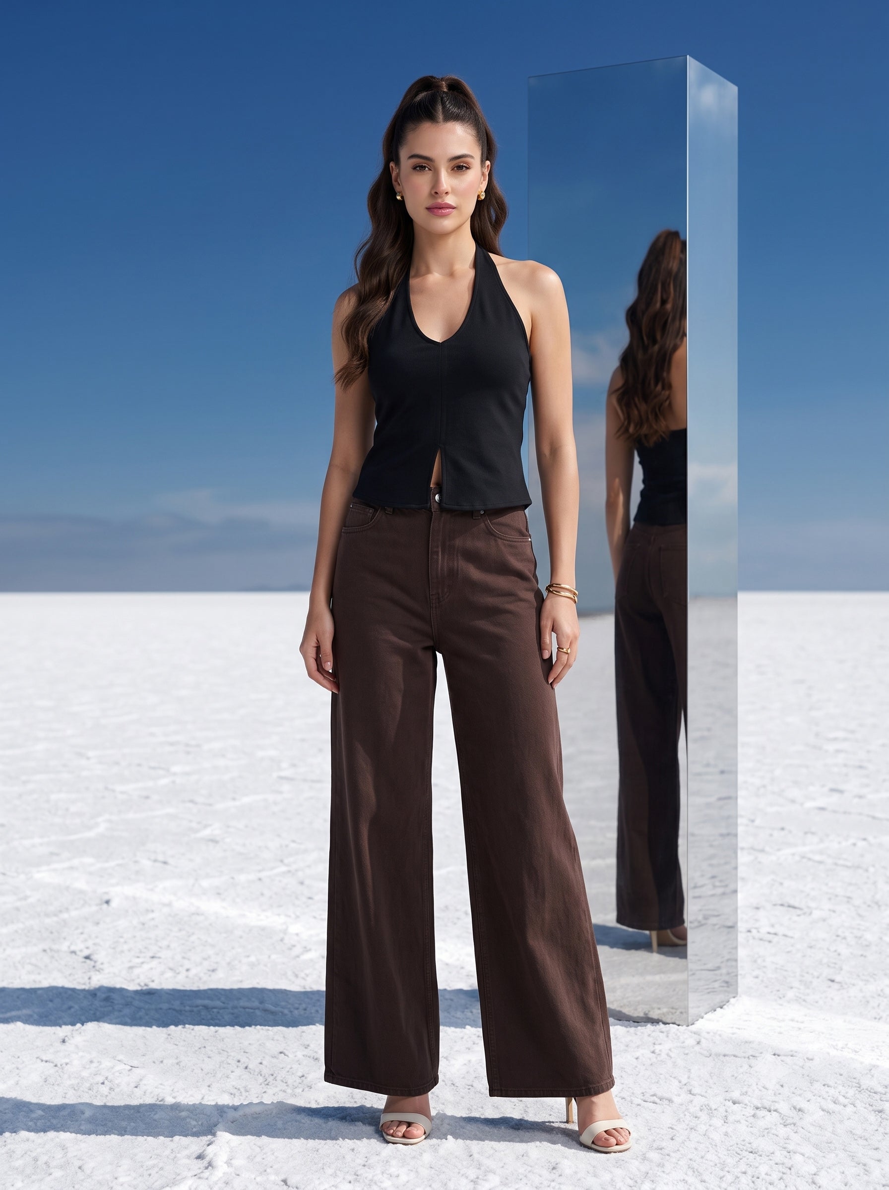 Noir Halter Slit Top