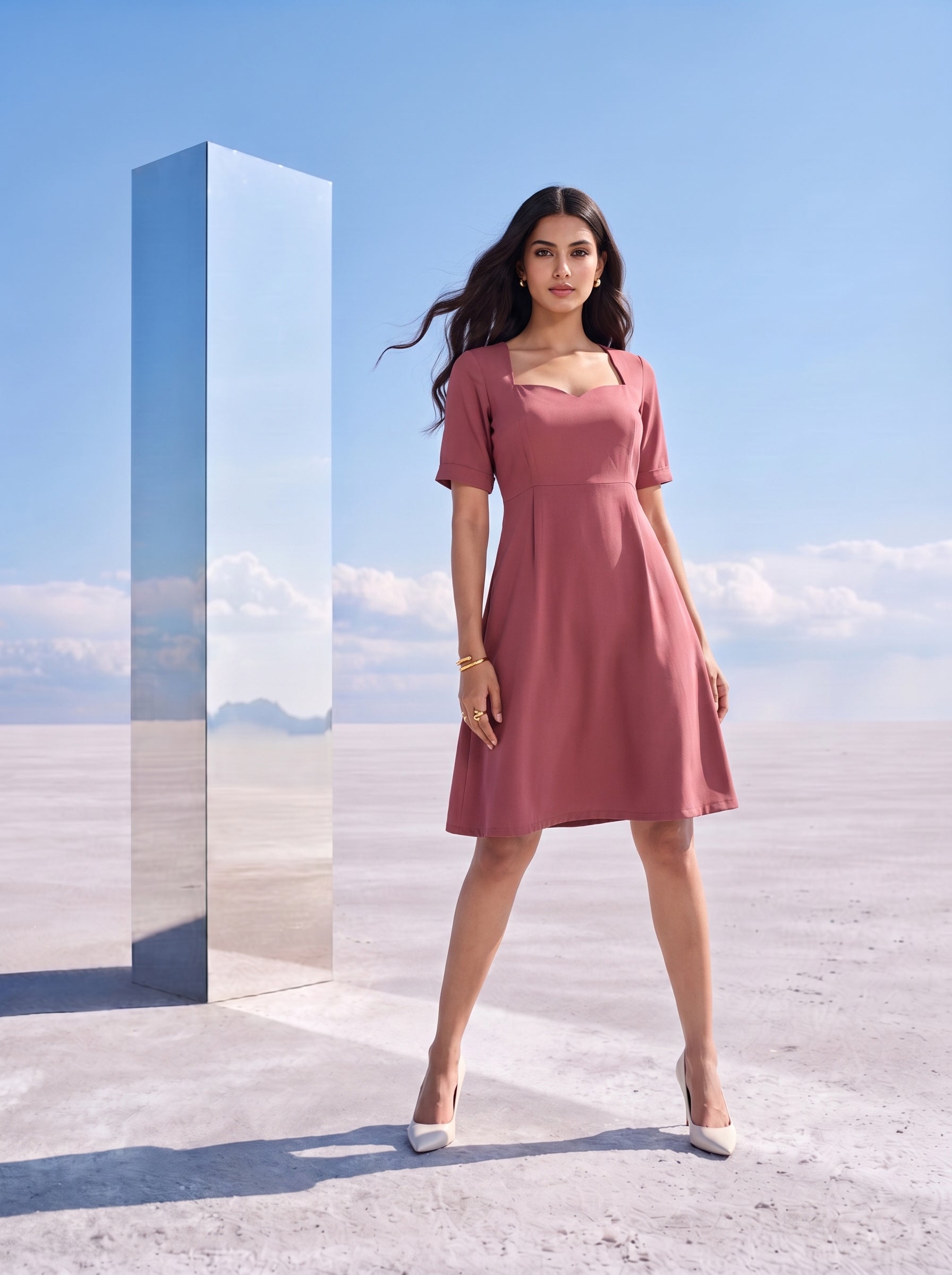 Dusty Rose A-Line Dress