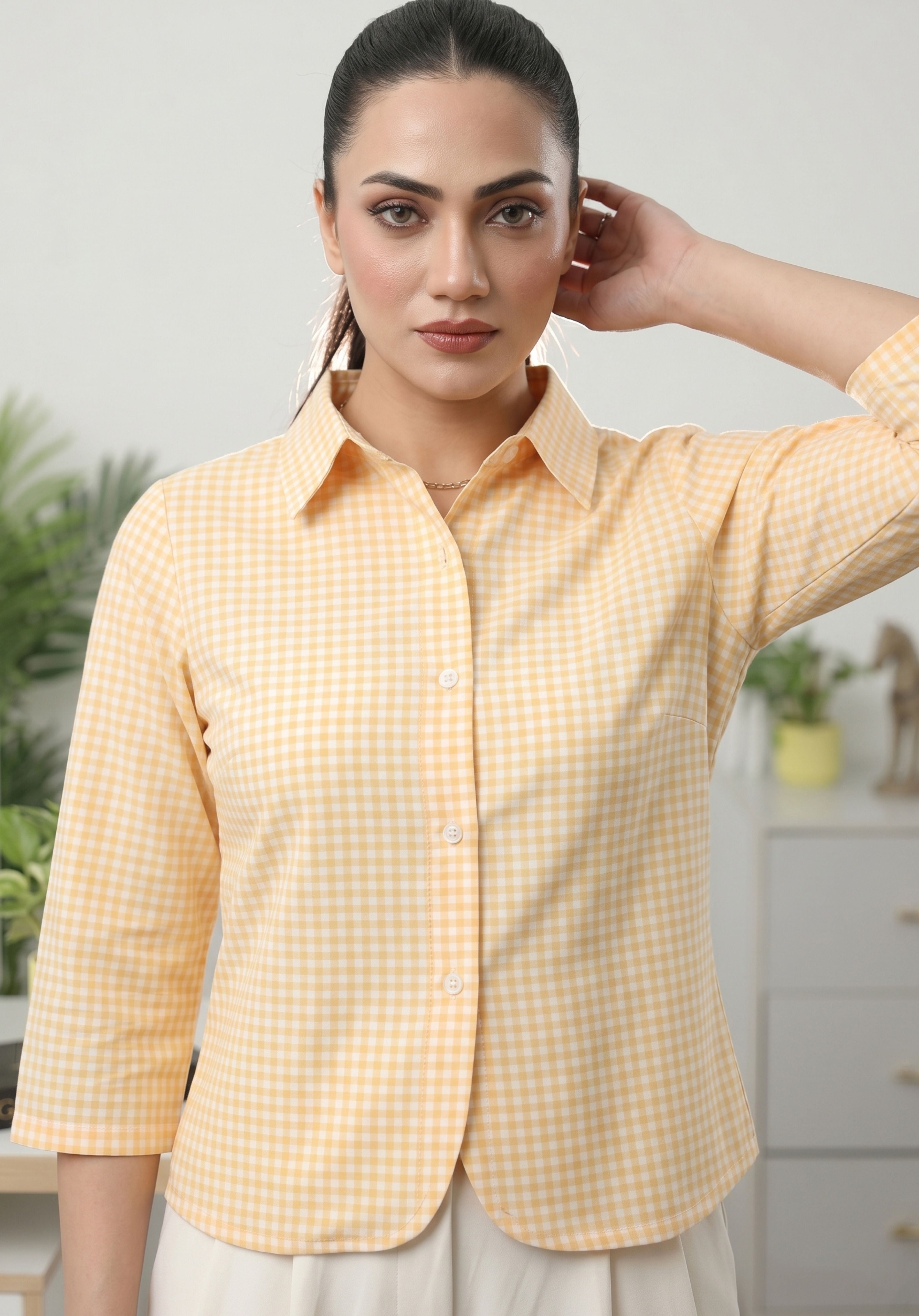 Yellow Gingham Saanjh Shirt