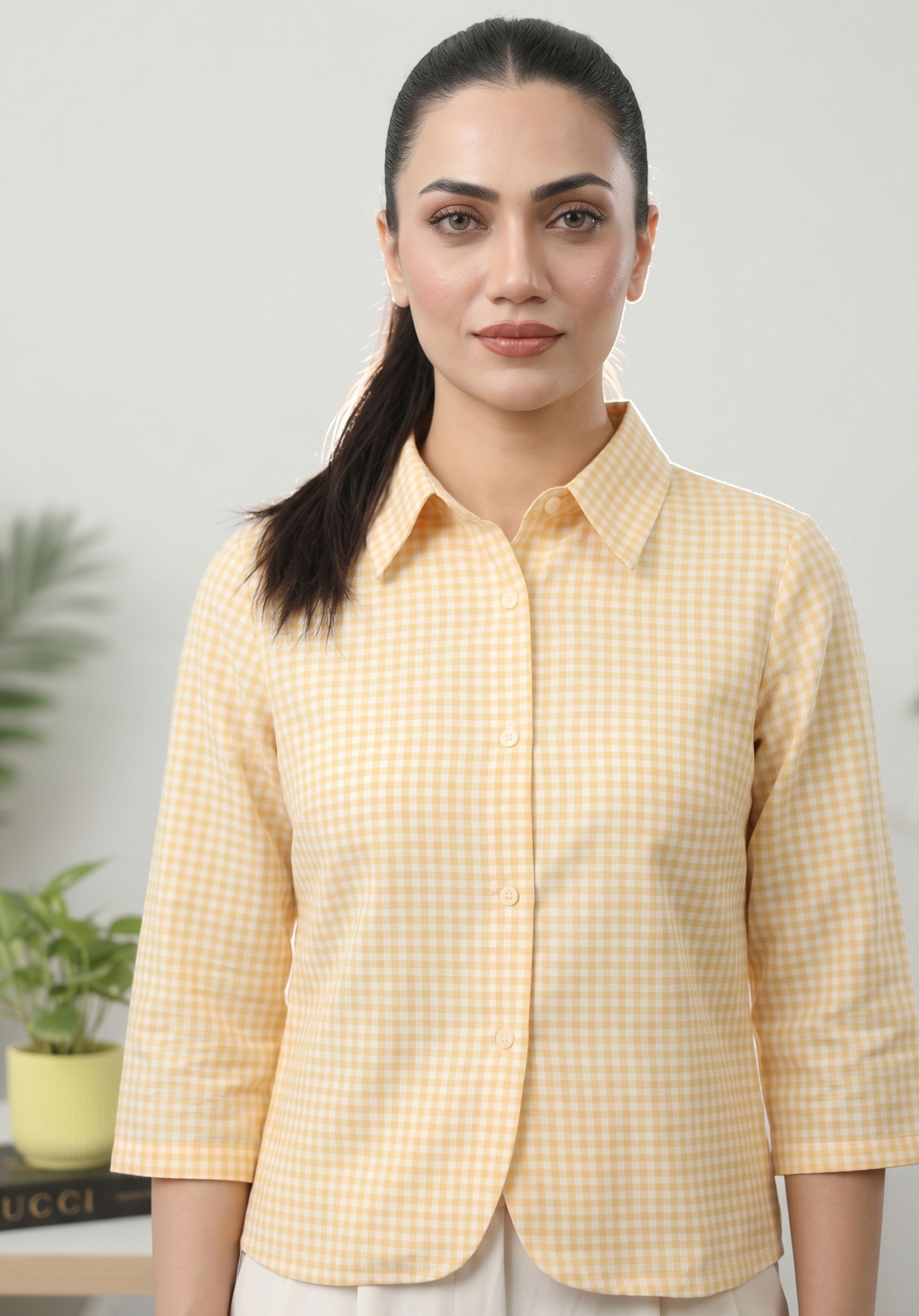 Yellow Gingham Saanjh Shirt