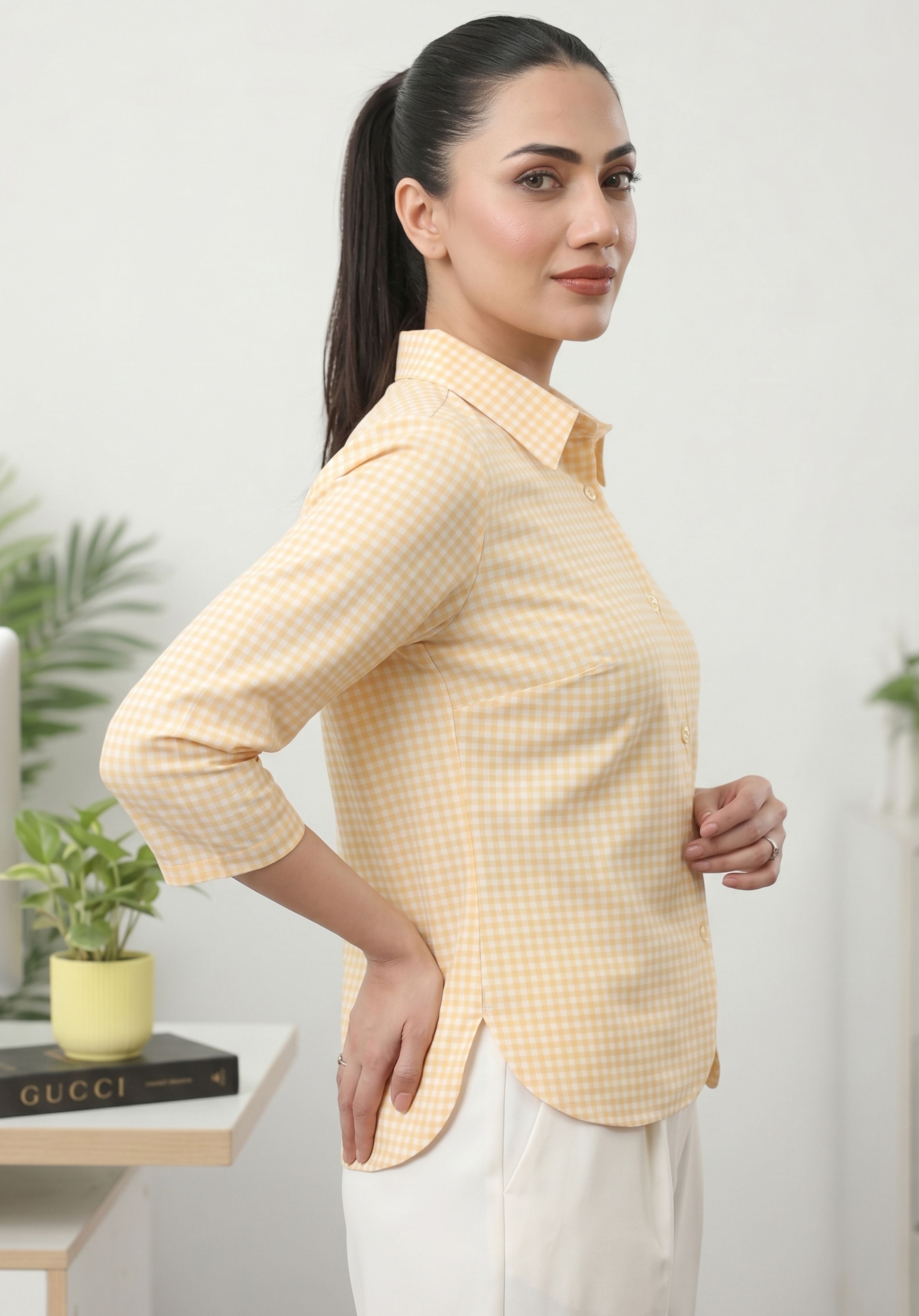 Yellow Gingham Saanjh Shirt