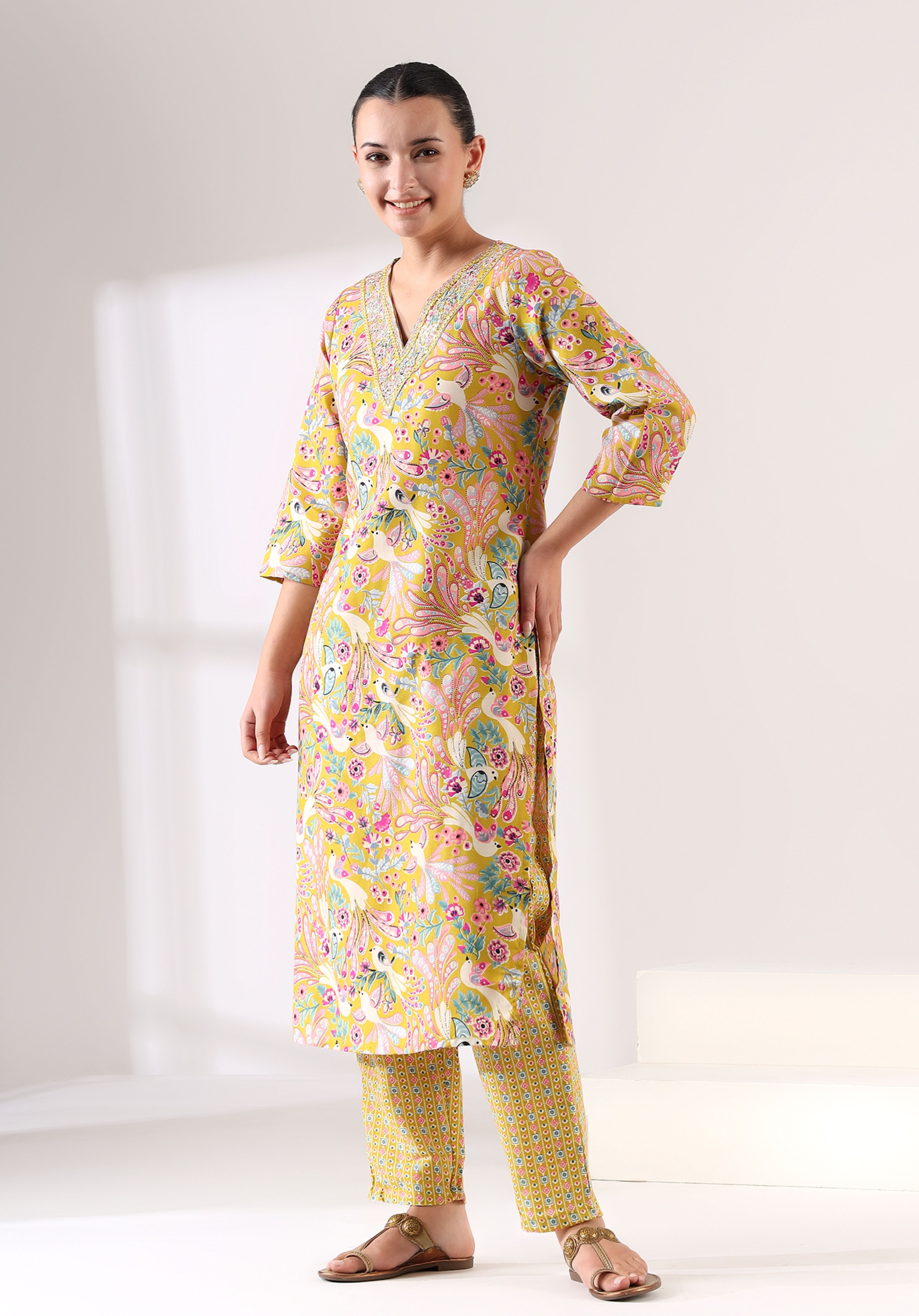 Basanti Peacock Suit Set