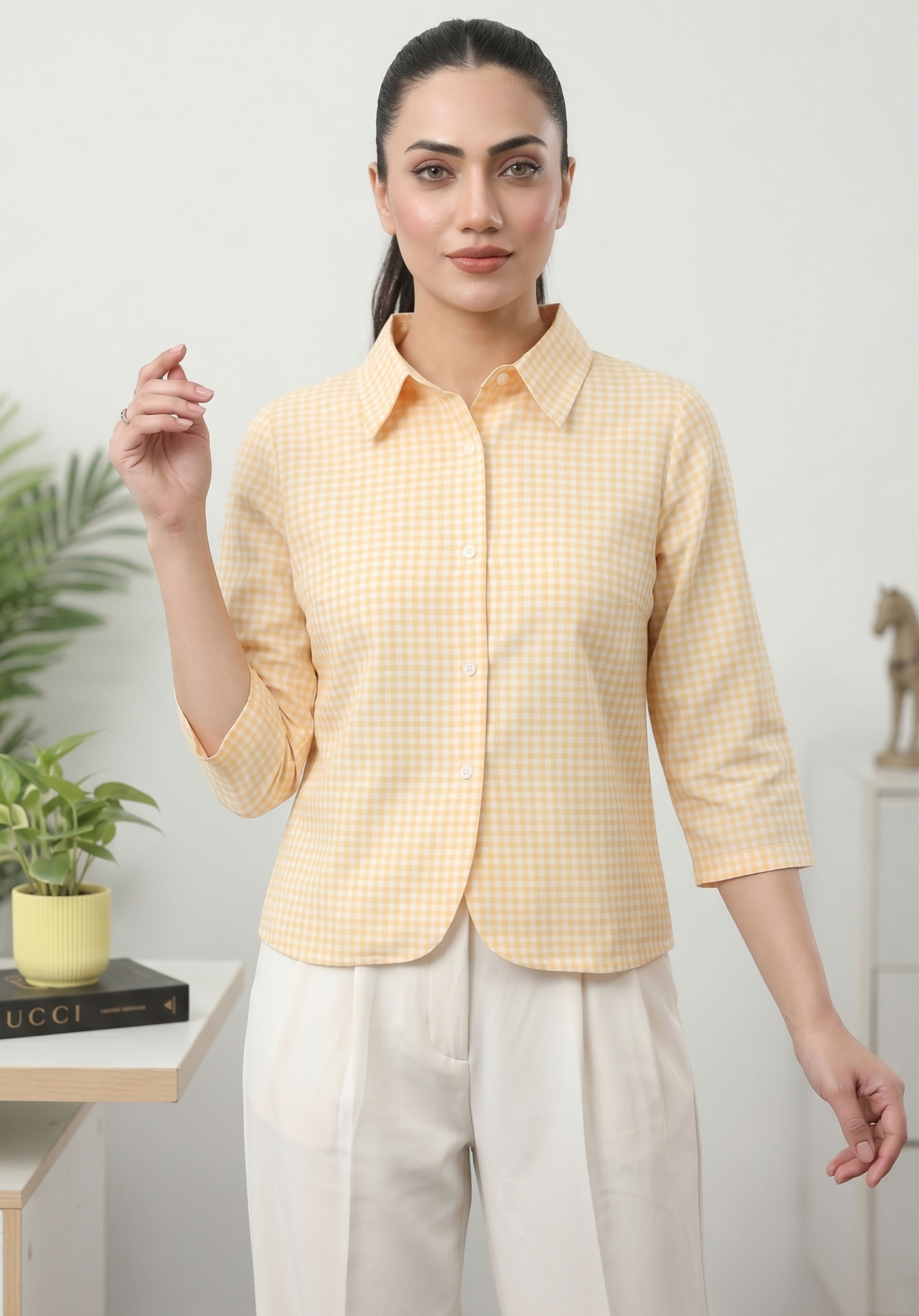Yellow Gingham Saanjh Shirt