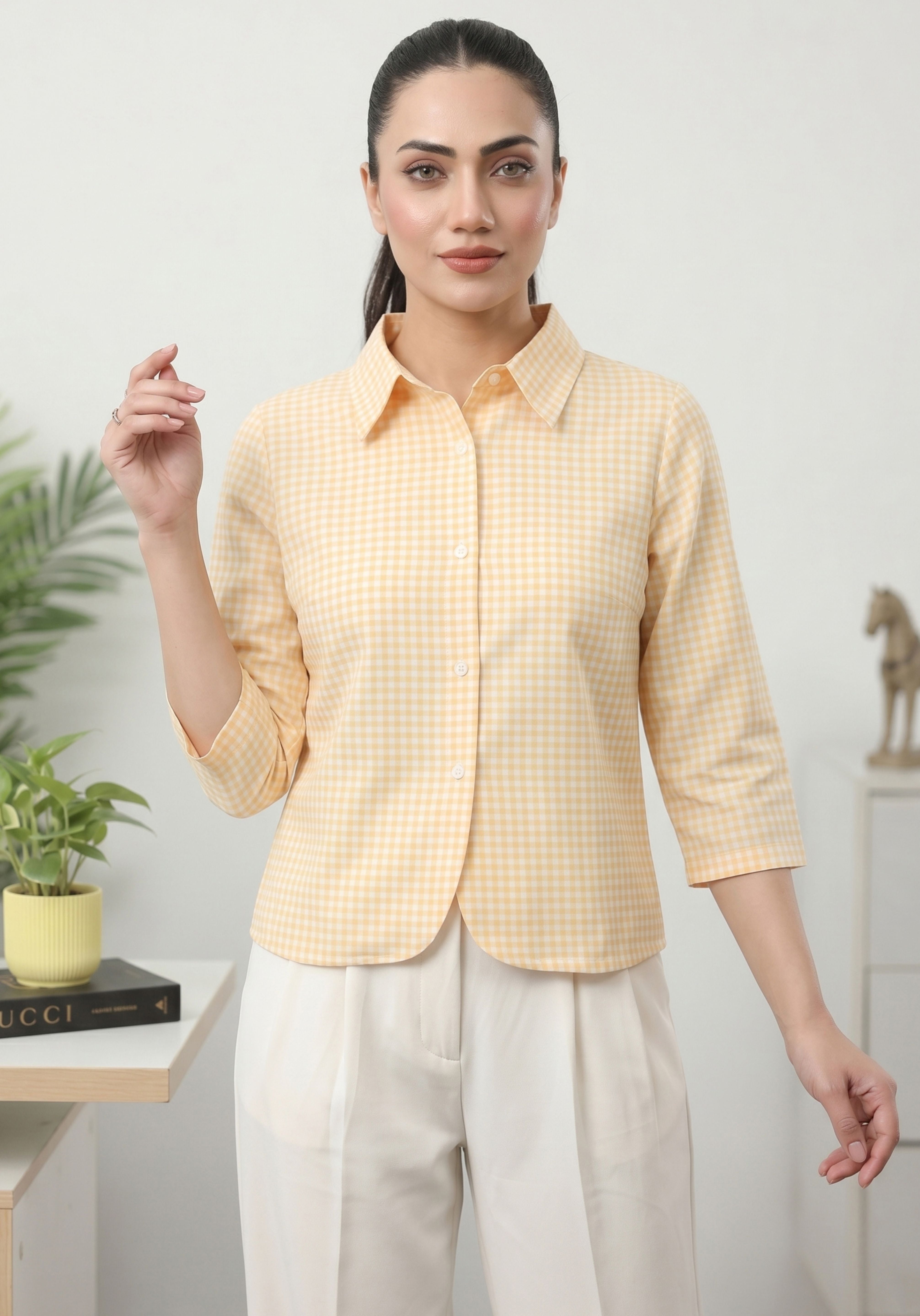 Yellow Gingham Saanjh Shirt