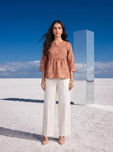 Tangerine Bloom Peplum Top