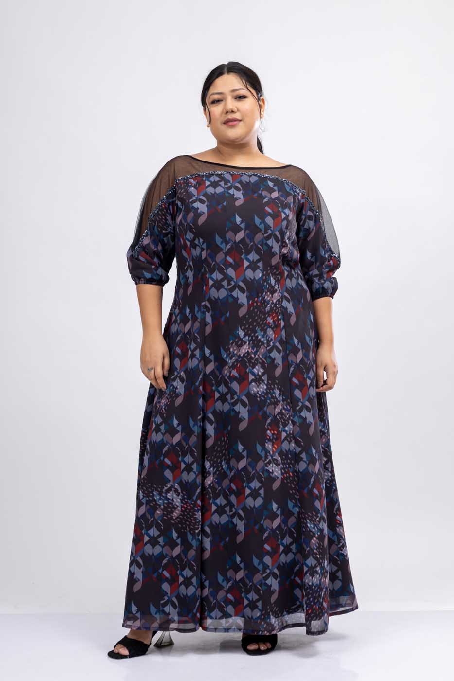 Shop women midi luxury plus size printed embroidered dress