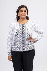 Buy white embroidere jacket full sleeve women's - Mamicha