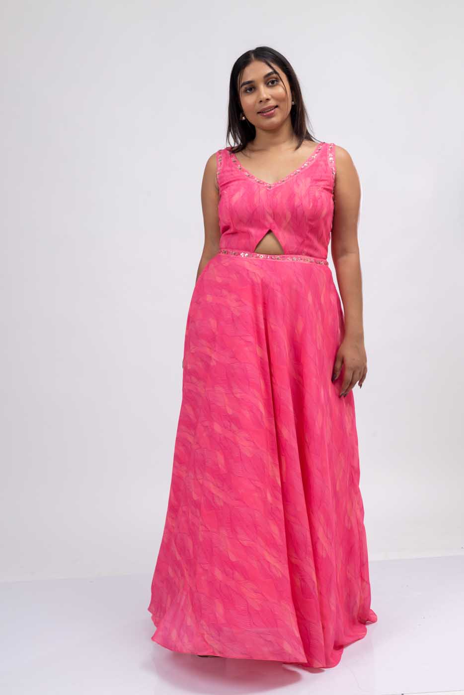 Floral Emroidered Sleeveless Gown