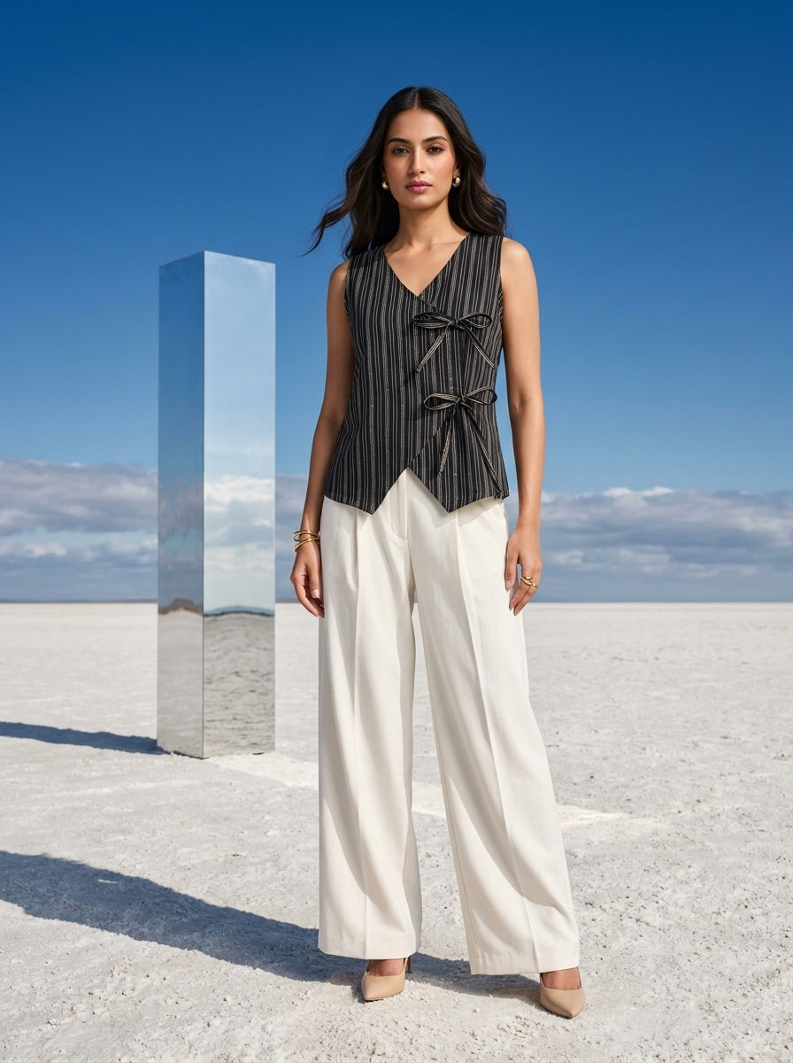 Onyx Stripe Wrap Top