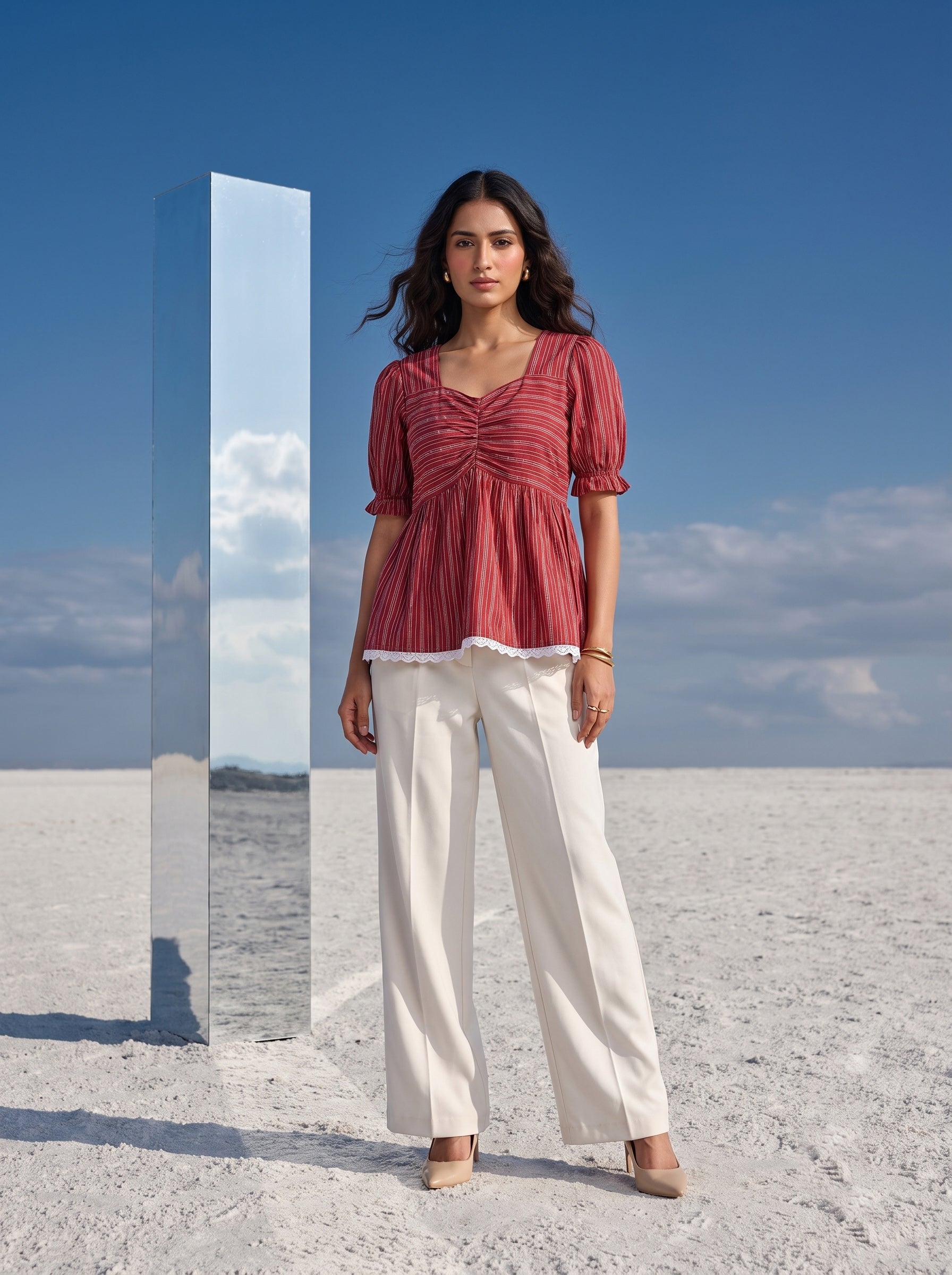 Ruby Stripe Ruffle Top