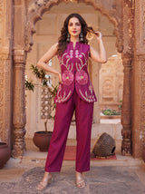 Magenta Embroidered Co-ord Set