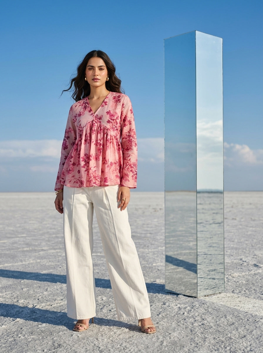 Petal Pink Gathered Blouse