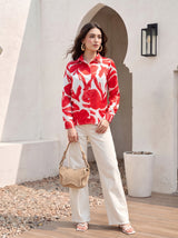 Scarlet Bloom Button Shirt