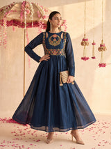Navy Soraya Embroidered Dress