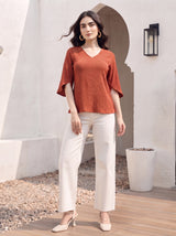 Terracotta Flutter Top