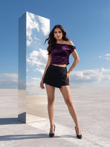 Plum Velvet Off-Shoulder Top