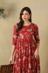 Crimson Meera Tiered Anarkali Dress