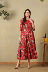 Crimson Meera Tiered Anarkali Dress