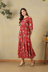 Crimson Meera Tiered Anarkali Dress