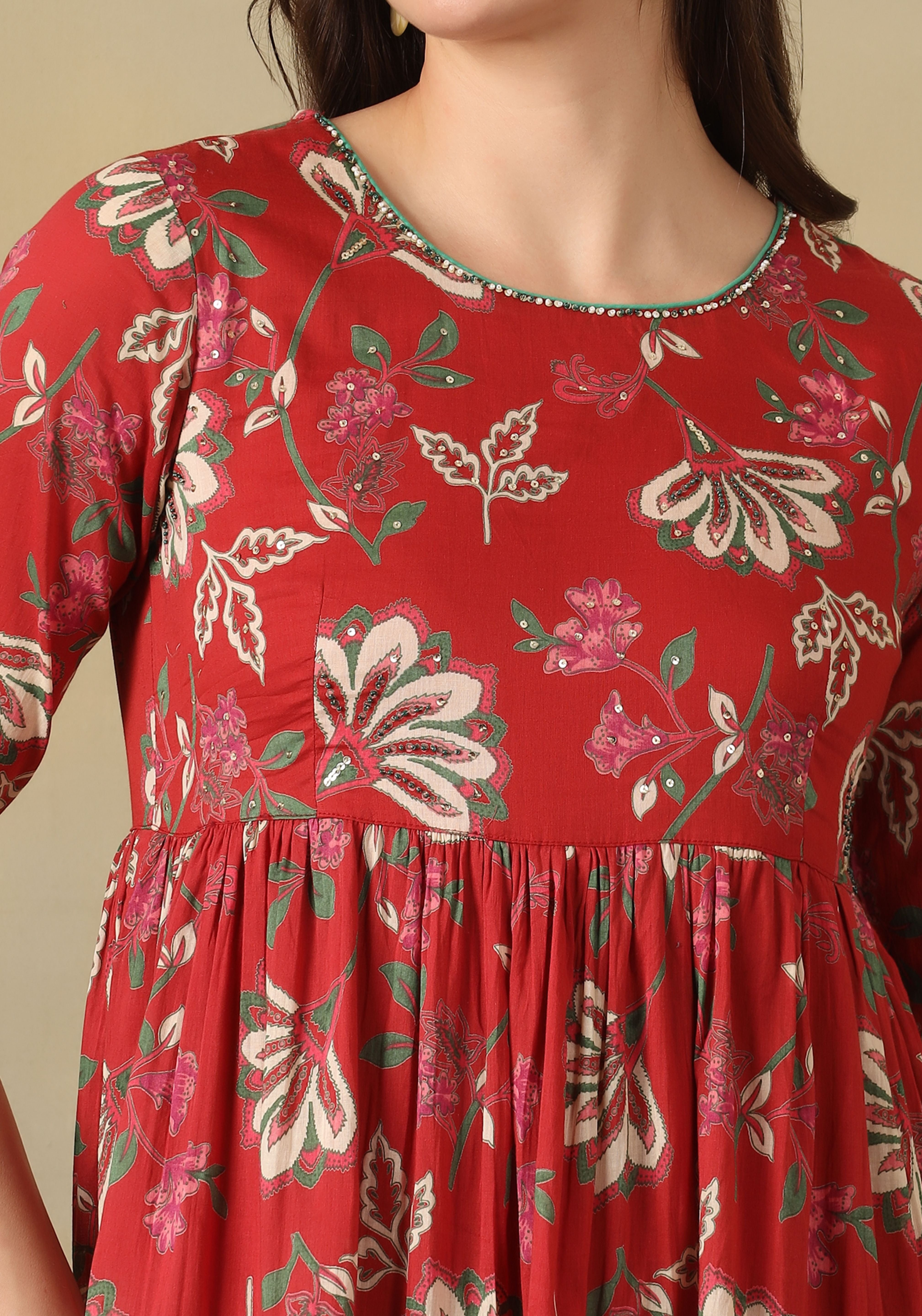 Crimson Meera Tiered Anarkali Dress