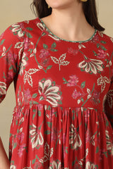 Crimson Meera Tiered Anarkali Dress