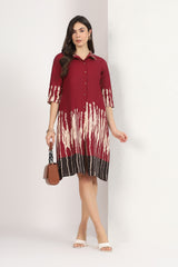 Maroon Meera Shirt Dress