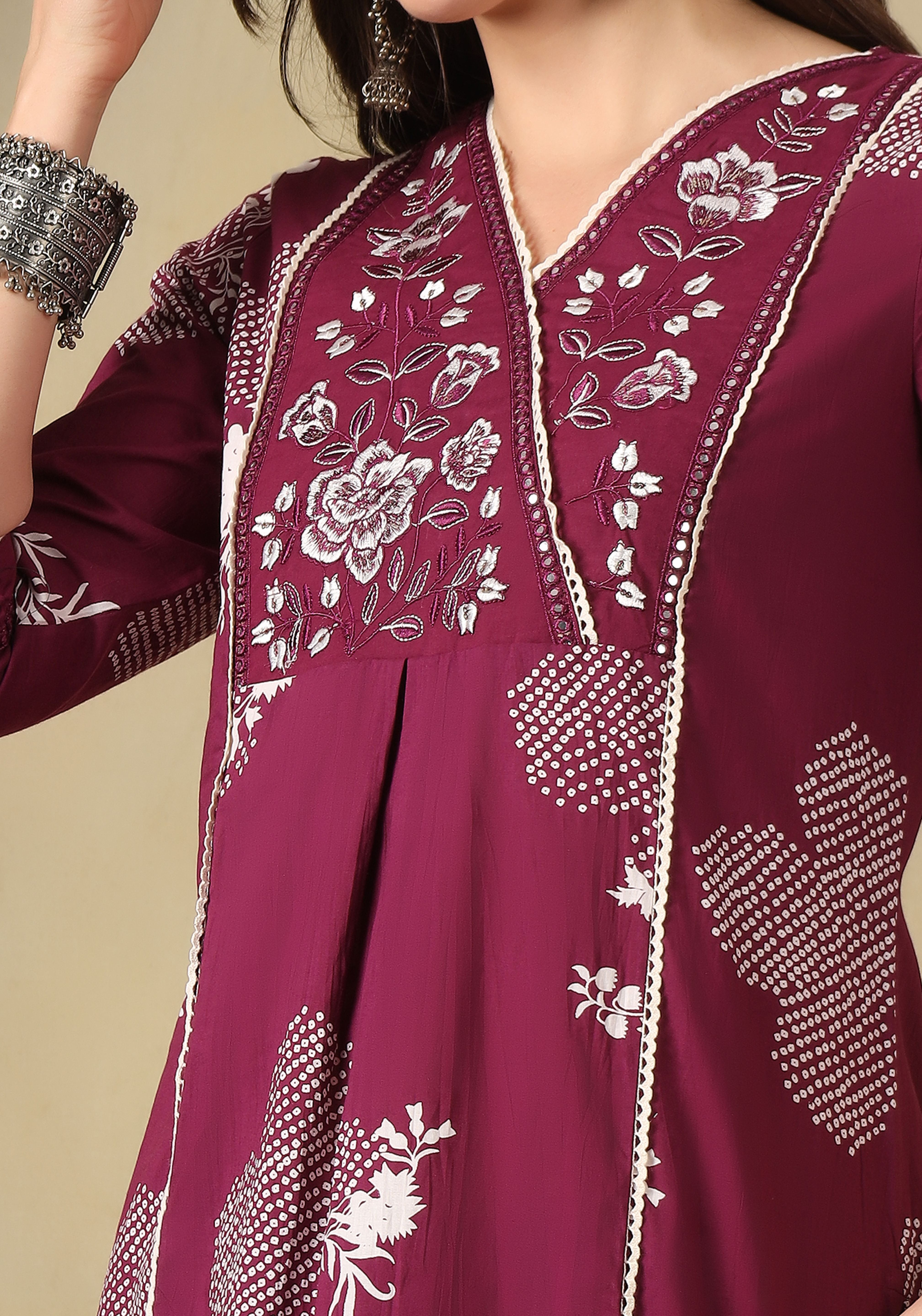 Deep Magenta Aaloka Suit Set