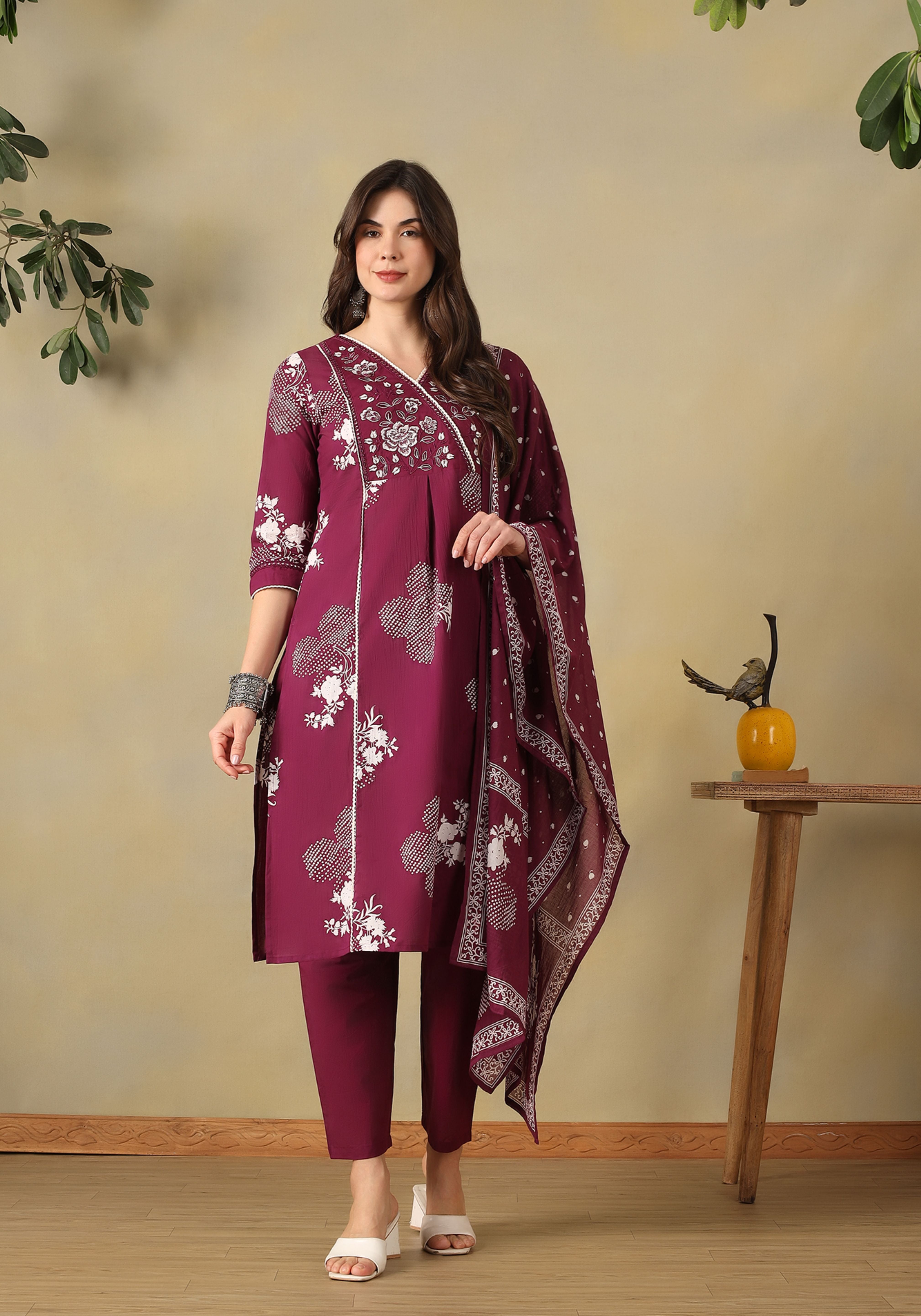 Deep Magenta Aaloka Suit Set