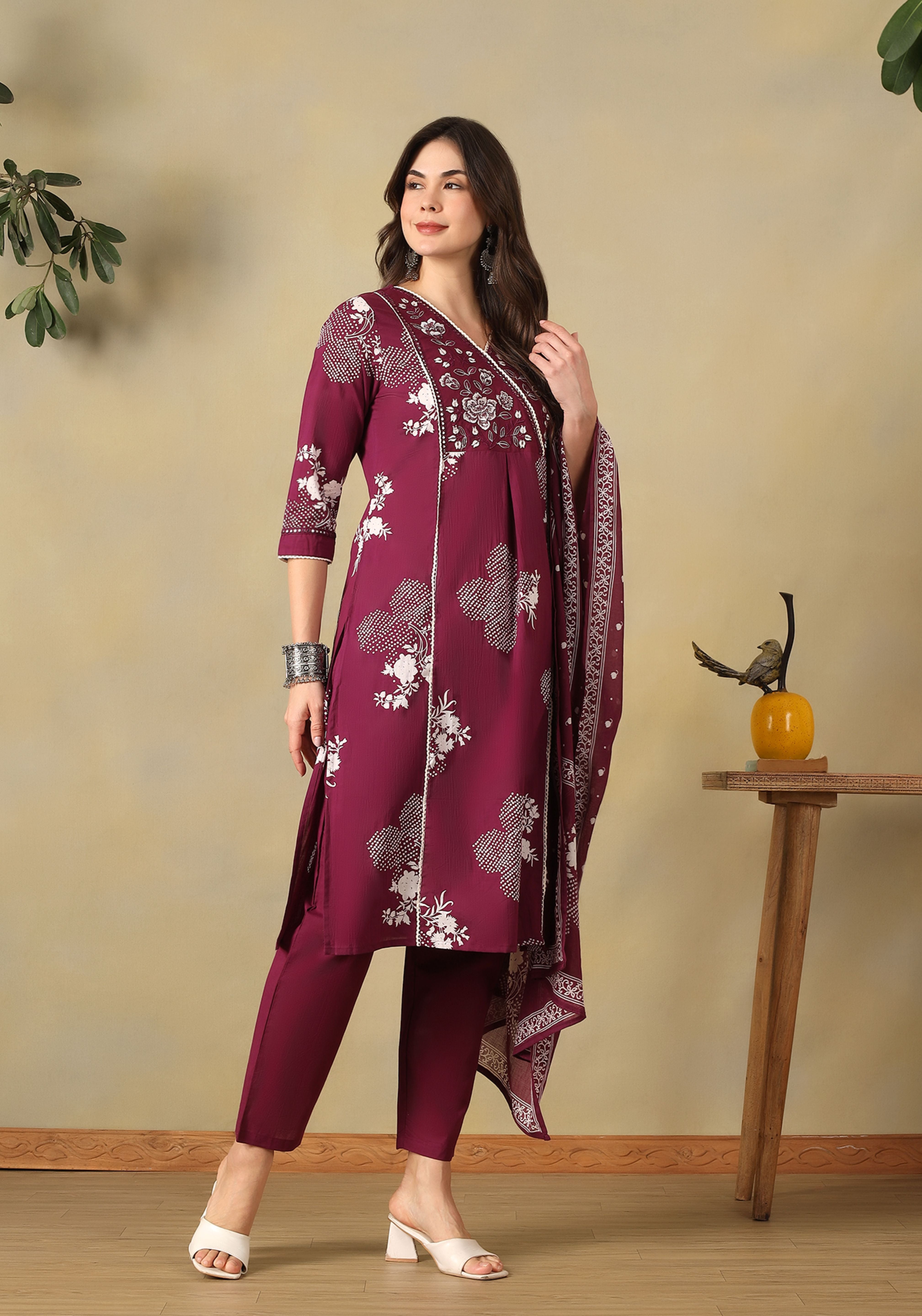 Deep Magenta Aaloka Suit Set