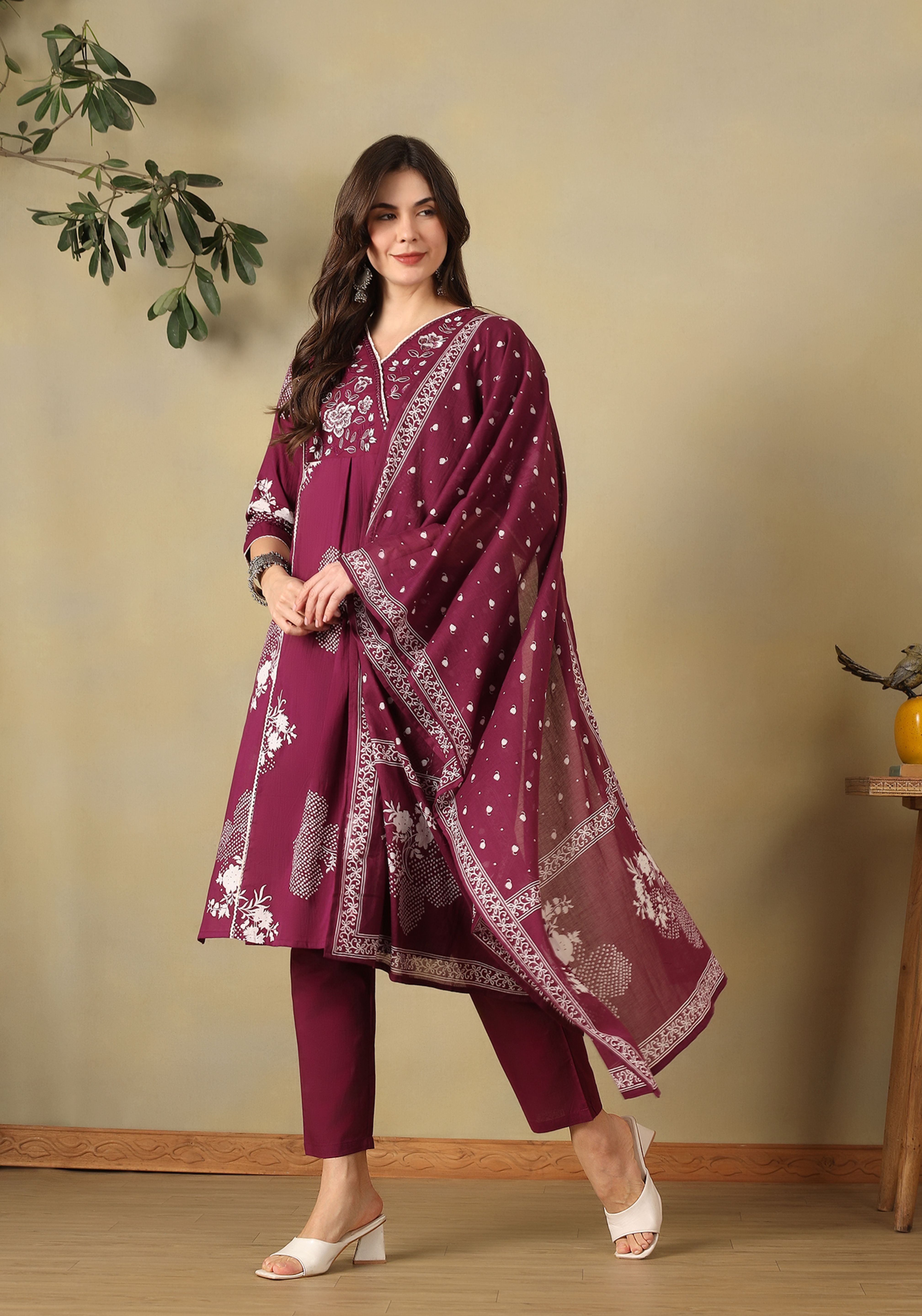 Deep Magenta Aaloka Suit Set