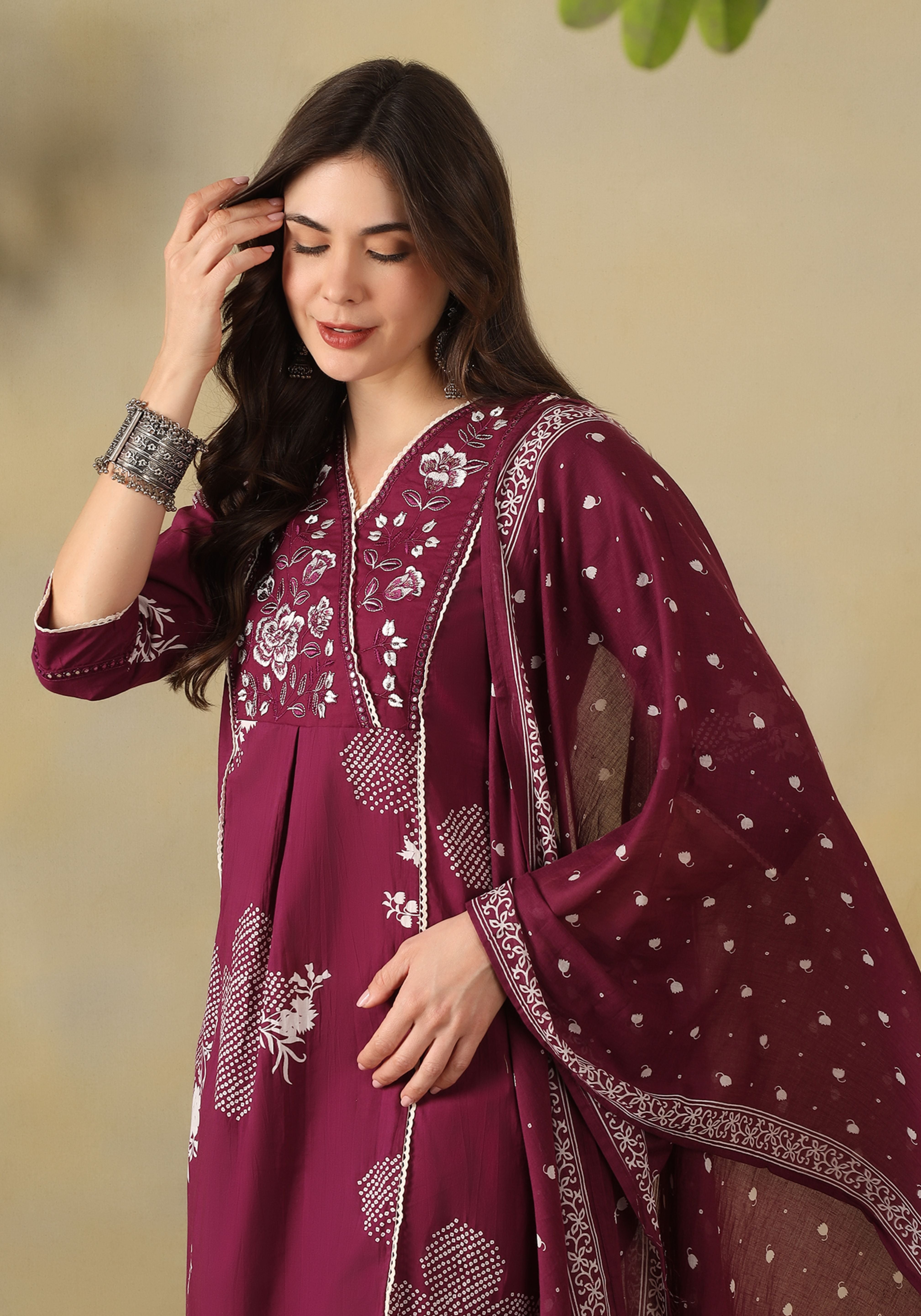 Deep Magenta Aaloka Suit Set
