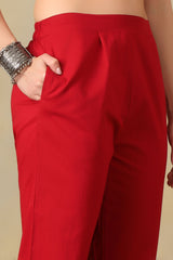 Red Inara Straight Suit Set