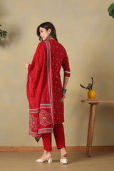Red Inara Straight Suit Set