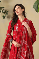Red Inara Straight Suit Set