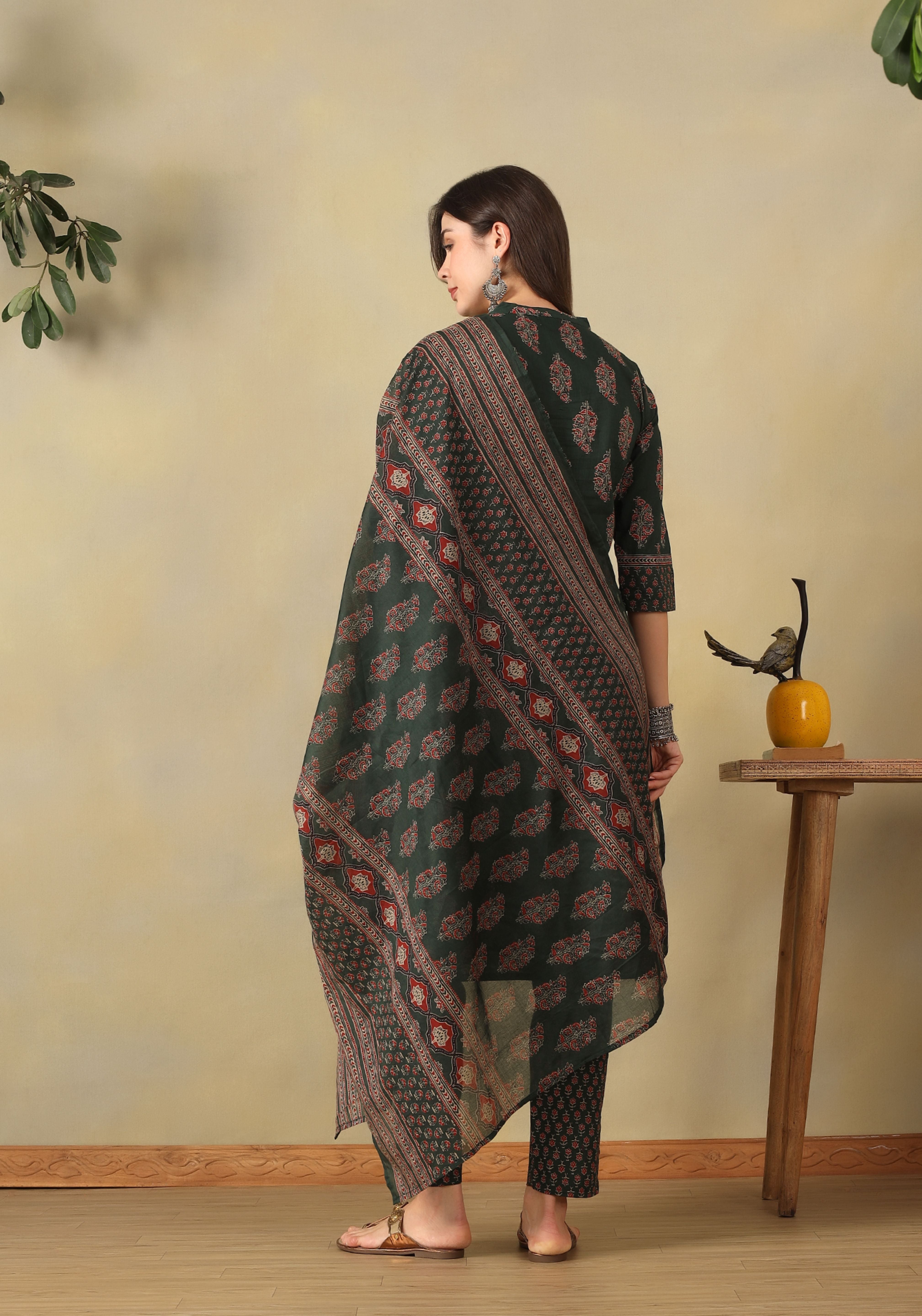 Green Vasudha Suit Set