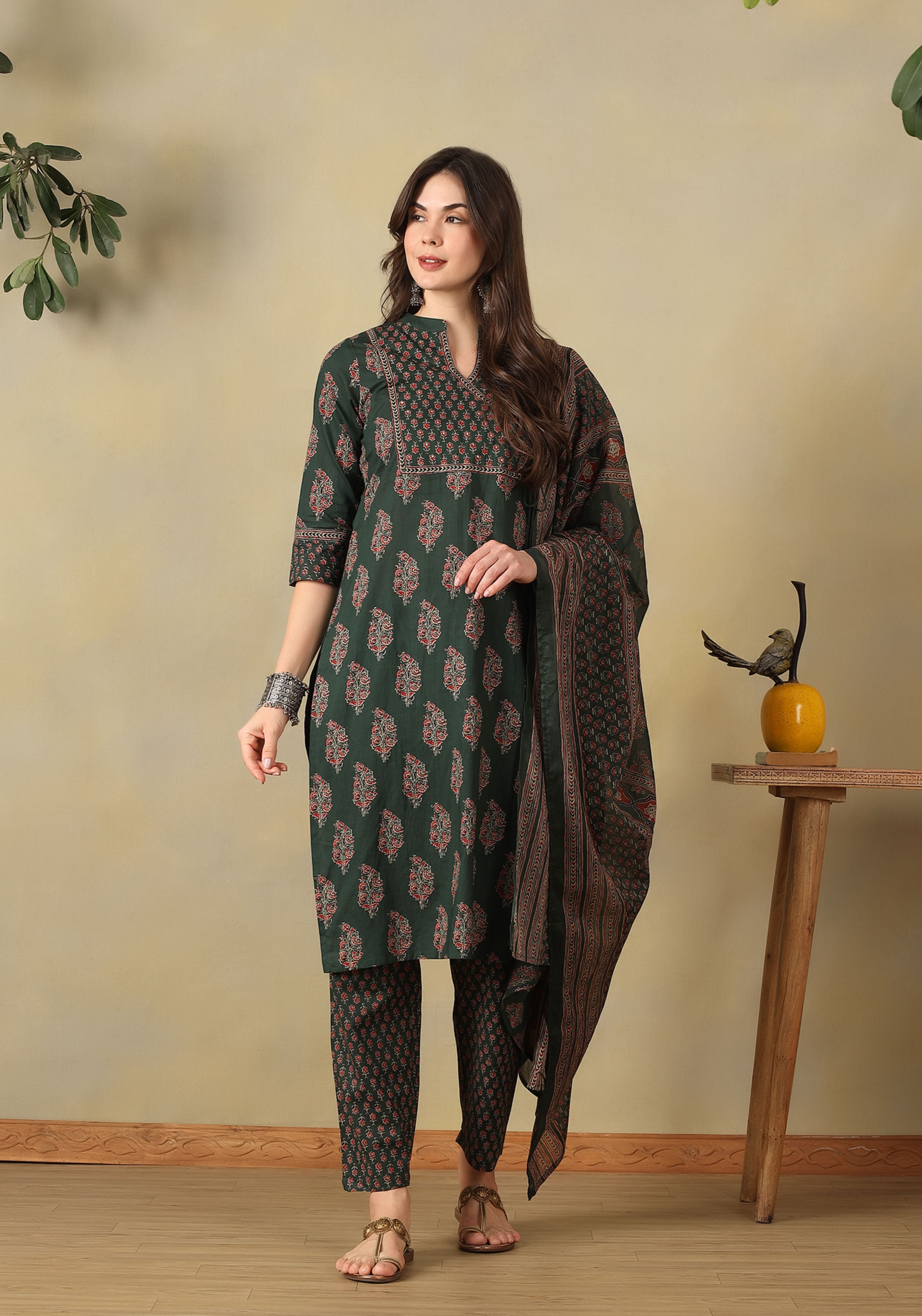 Green Vasudha Suit Set