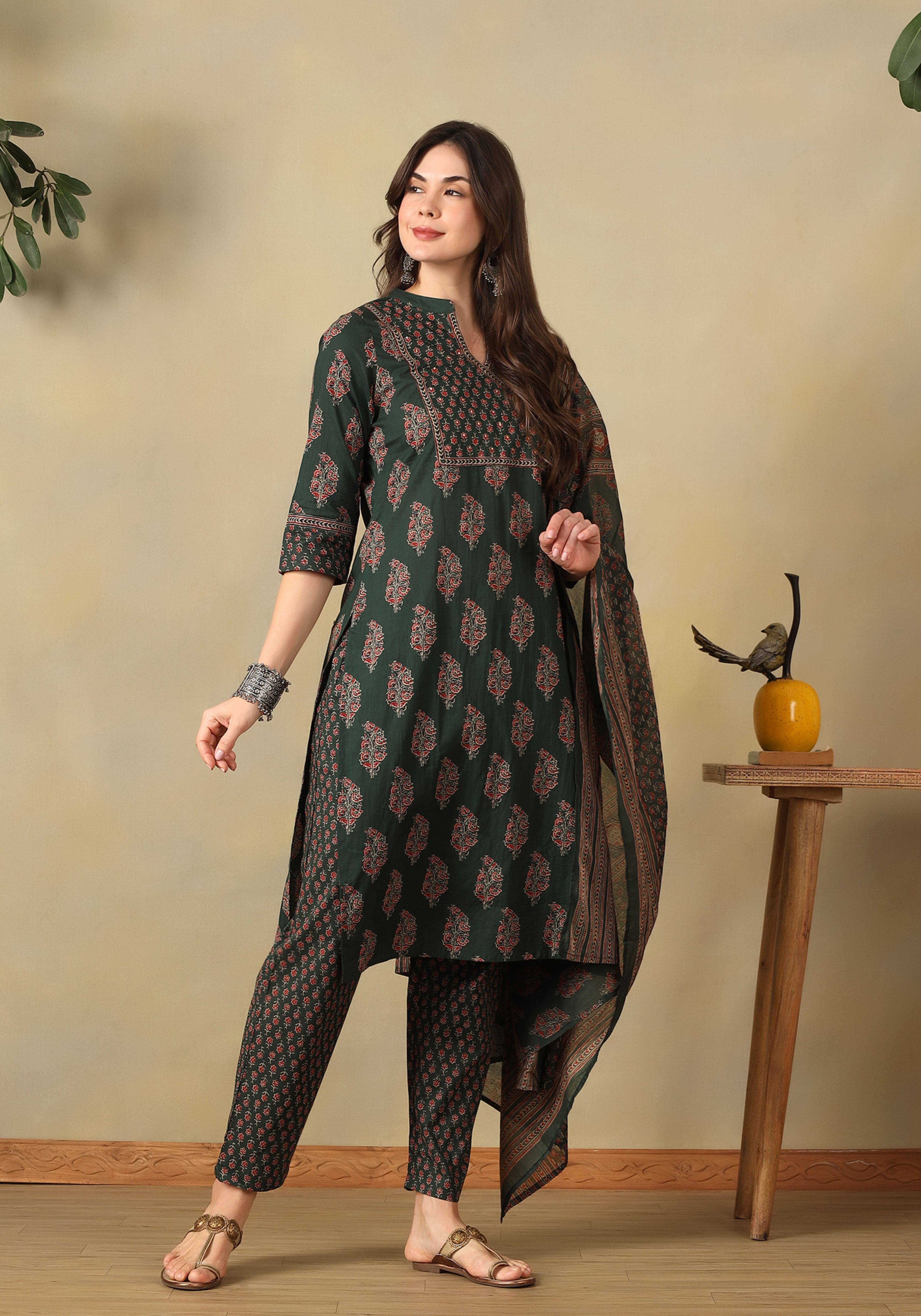 Green Vasudha Suit Set