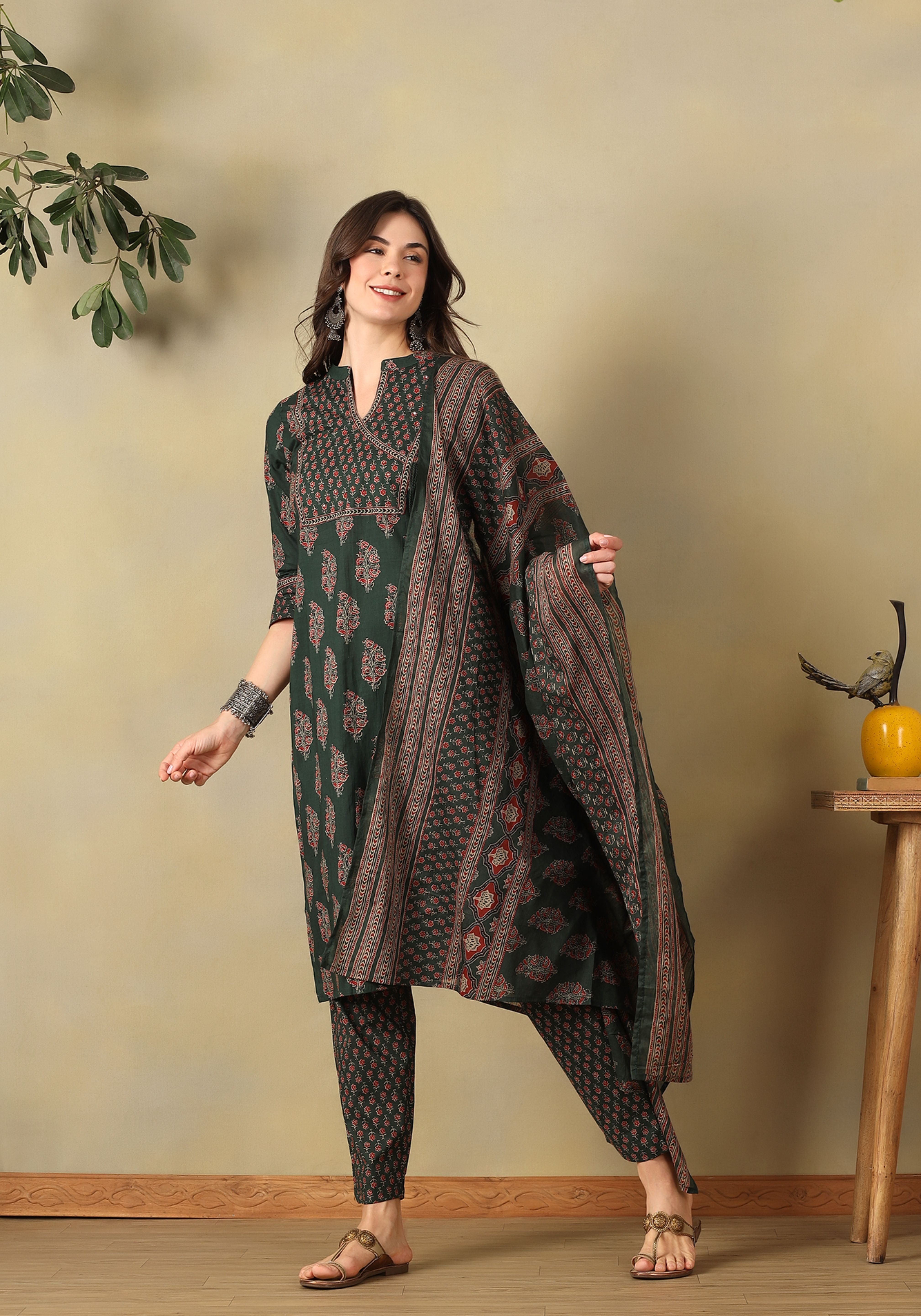Green Vasudha Suit Set