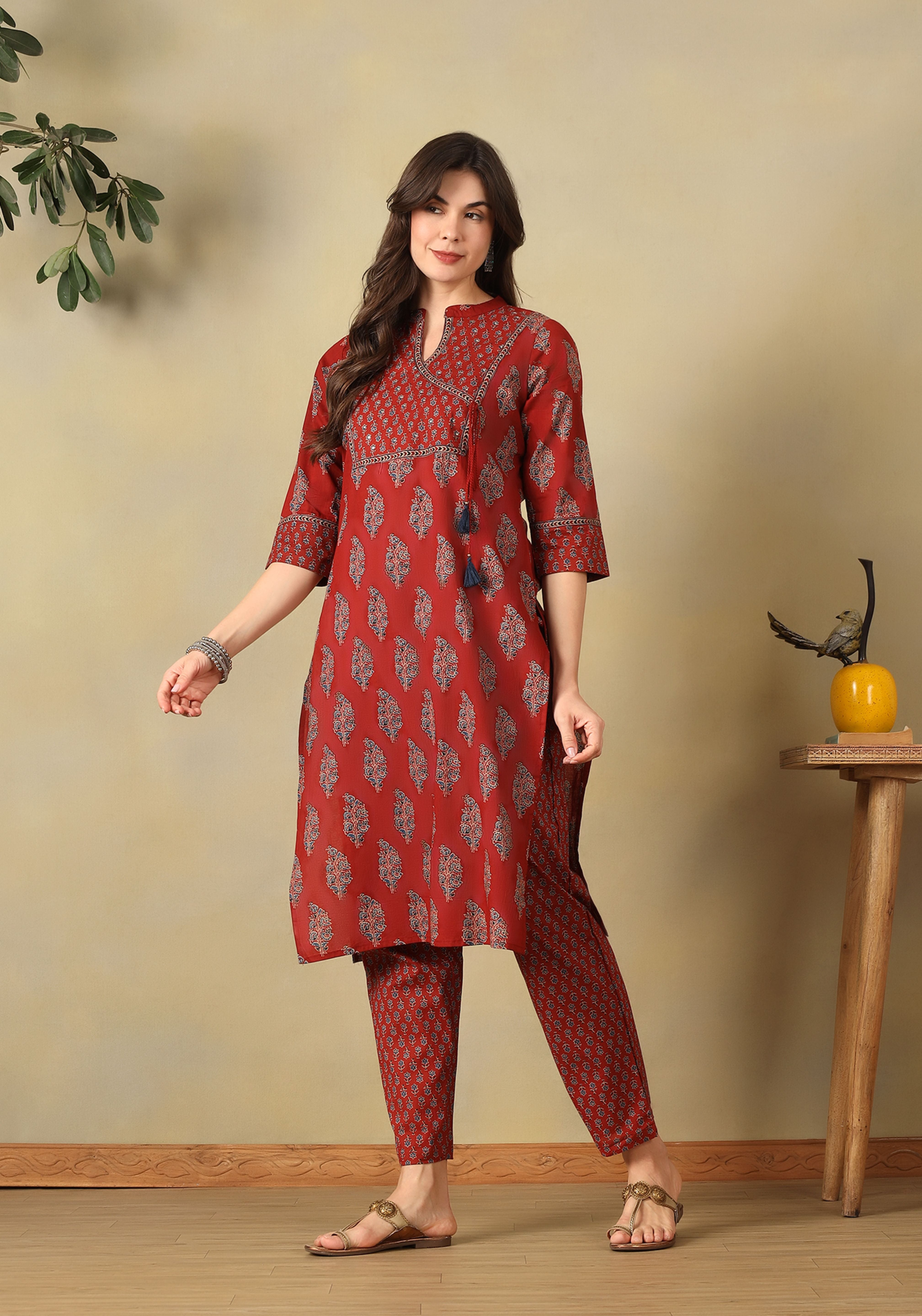 Red Yamini Suit Set